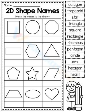 a printable worksheet for the 2nd grade students to practice shapes and numbers