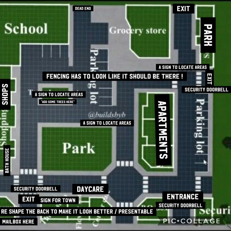 a map showing the location of several parking spots in front of an empty school building