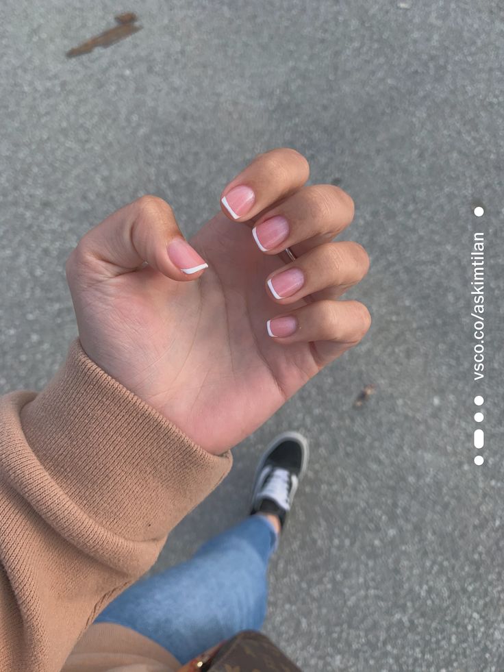 Frenchies On Natural Nails, Natural Pink French Manicure, Short Nursing Nails, Short French Sns Nails, Natural Nail French Tip Gel, Round Micro French Tip Nails, Light Colored Short Nails, French Natural Nails Short, Short Acrylic Nails Nurse