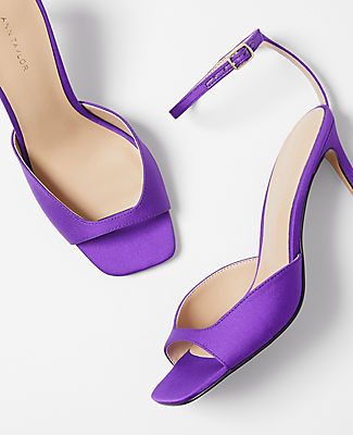 Step into elegance with the Ann Taylor Cinched Satin Square Toe Pumps, a perfect blend of style and comfort designed to elevate any outfit. These pumps feature a unique squared-off toe and a cinched satin finish that captures attention from every angle.

- Size: 7 1/2
- Color: Vibrant Thistle
- Material: 100% Polyester
- Gender: Female
- Heel Height: 3 1/4 inches
- Design: Open toe with adjustable buckle at side ankle for a secure fit
- Comfort: Padded footbed for enhanced comfort

Crafted with Fitted Satin Open Toe Heels, Fitted Square Toe Heels With Buckle Closure, Fitted Heels With Buckle Closure And Square Toe, Evening Heels With Padded Ankle And Square Toe, Spring Evening Heels With Padded Ankle, Fitted Square Toe Heels With Padded Ankle, Comfort Design, Strap Pumps, Ankle Strap Pumps