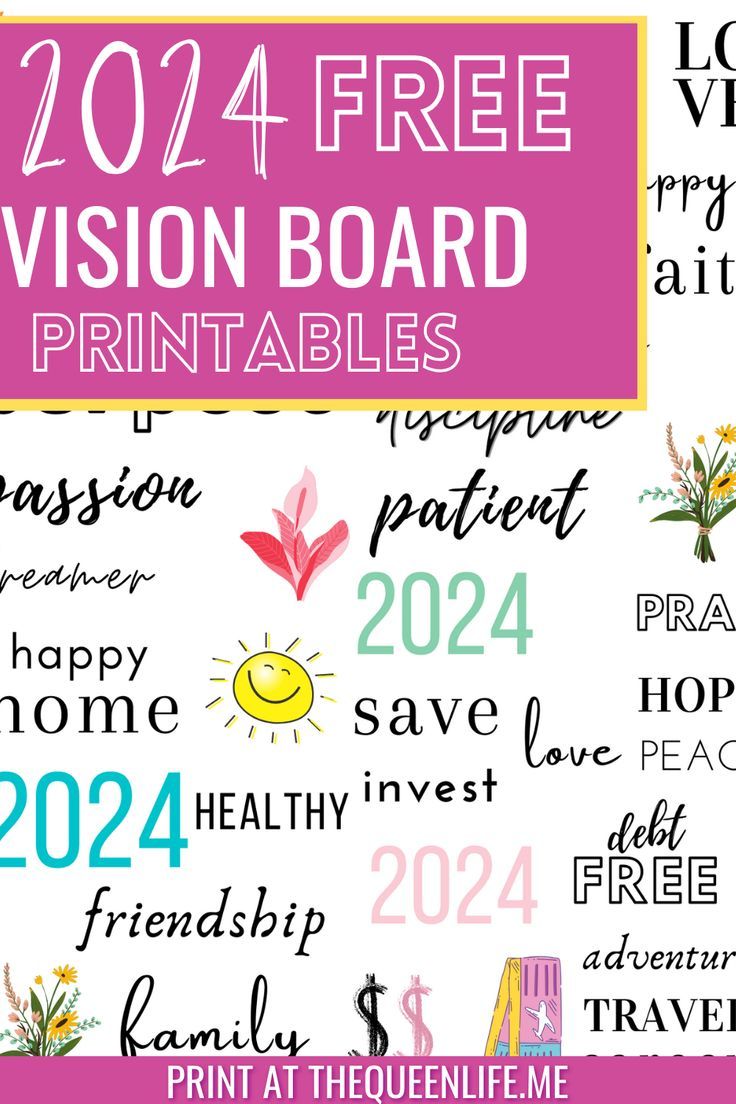 the free vision board printables are available for purchase