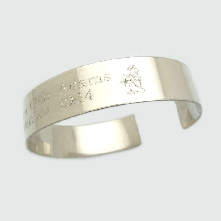 Personalized Remembrance cuff Bracelet handcrafted from 925 Sterling Silver. Memorial Cuff Bracelet for her or him. Serenity Prayer open bangle. The remembrance gift would be an appropriate choice to send when someone you know is grieving the loss of a loved one. The wide cuff has enough space to be personalized as you wish. The bracelet is crafted of solid Sterling silver and features a high quality.  I can engrave it on both sides: with a psalm, some thoughtful words or just a name in the memory of the loss.  Jewelry is a perfect way to memorialize a lost loved one. It's a small gift that can always be with a person.  Giving a bereavement gift can help your friend feel your support. Features: - polished Sterling Silver  - Angel Praying, Cross symbols - Adjustable size - 120-130 character Monogrammed Cuff, Serenity Prayer, Bereavement Gift, Open Bangle, Christmas Bracelet, Gold Monogram, Engraved Bracelet, Gifts For My Wife, Memorial Jewelry