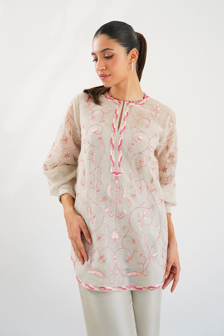 Asya (B) Dresses Traditional, Indian Dresses Traditional, Corduroy Shirt, Raw Silk, Silk Shirt, The Mood, Cuff Sleeves, Indian Dresses, Floral Embroidery