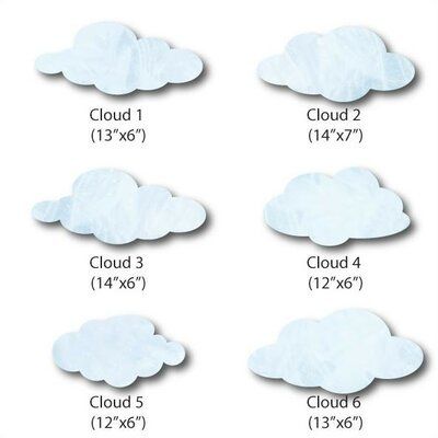 several clouds are shown in different sizes and shapes, with the same height as each cloud