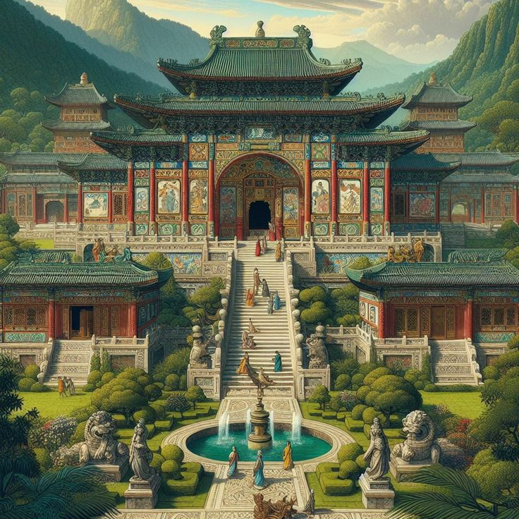 Fantasy Chinese Architecture, Chinese Palace Exterior, Chinese Palace Fantasy Art, Asian Castle, Chinese Castle, Ancient Chinese Palace, Asian Palace, Japanese Palace, Japanese Castles