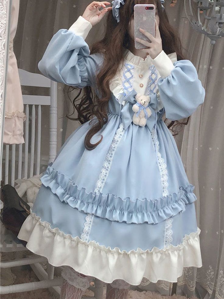 🌟 Charm in Pastel Blue with the Pastel Blue Maid Dress: 💙 Adorable and Playful: The Pastel Blue Maid Dress is designed for those who want to exude charm and playfulness in a lovely pastel ensemble. This dress is perfect for individuals who appreciate cute and stylish designs. ✨ Superior Quality: Meticulously crafted to ensure top-notch quality and style, this dress offers exceptional comfort and durability, making it ideal for various occasions where you want to express your love for fashionab Fitted Blue Kawaii Dress, Cute Light Blue Dress With Doll Collar, Cute Light Blue Doll Collar Dress, Fitted Blue Dress With Doll Collar, Spring Blue Dress With Doll Collar, Blue Kawaii Dress With Doll Collar, Blue Kawaii Doll Collar Dress, Elegant Blue Dress With Doll Collar, Cute Blue Dresses With Ruffles