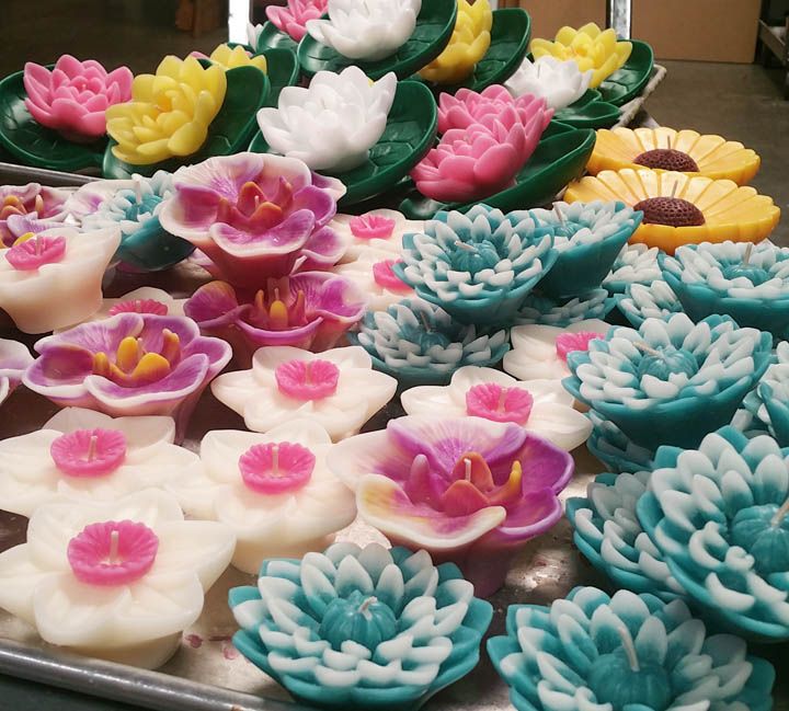 there are many colorful flowers on the tray