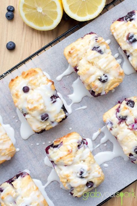 lemon blueberry scones on a baking sheet