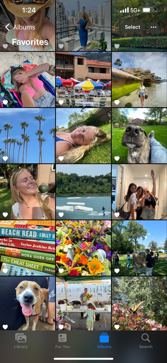 an iphone photo collage with many different pictures and people in the background, including two dogs