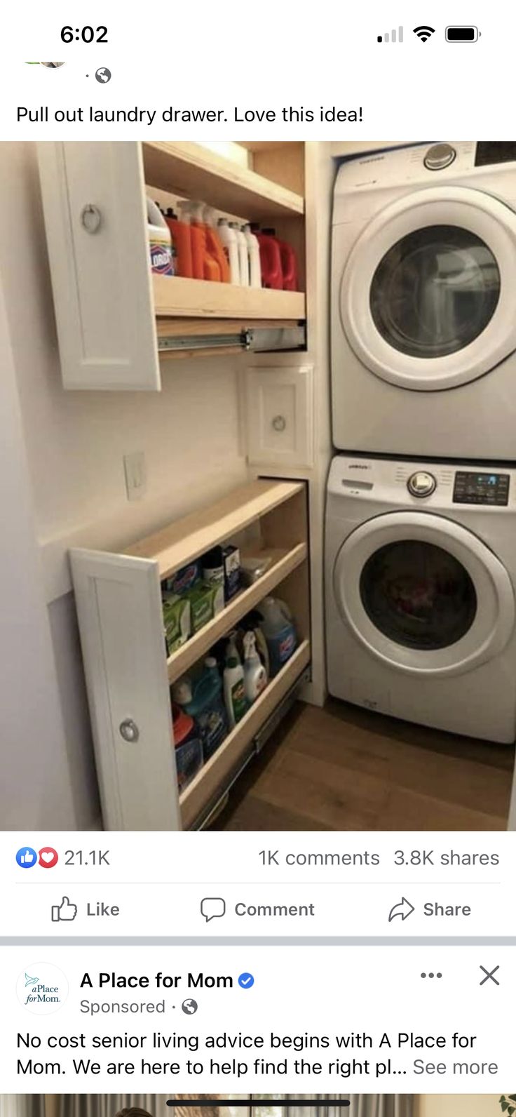 an appliance is displayed on the phone, with two washers and one dryer