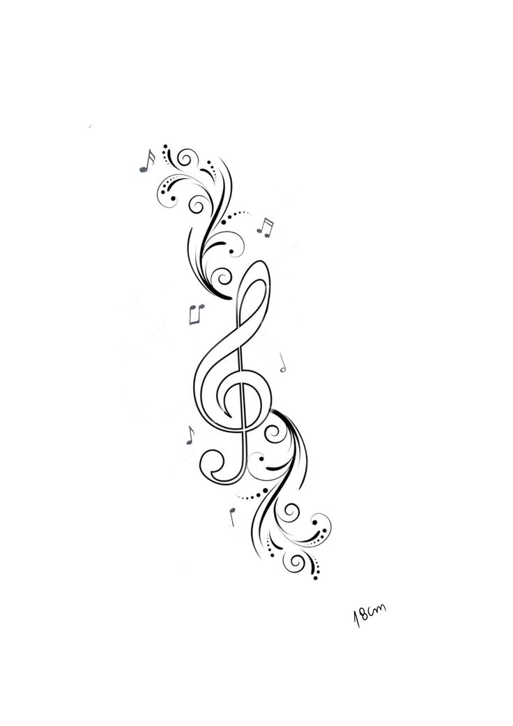 a tattoo design with musical notes on it