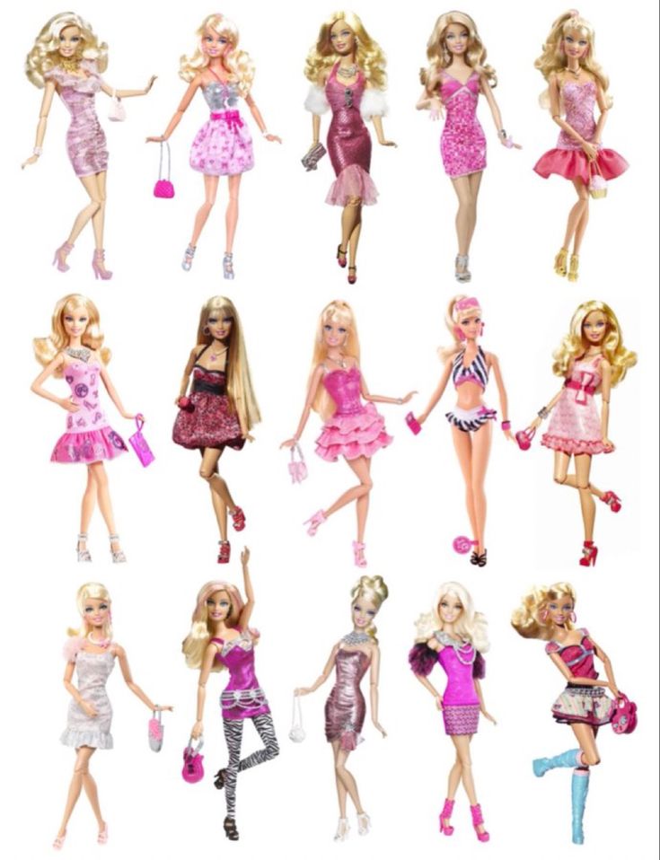 the barbie dolls are all dressed up in different outfits