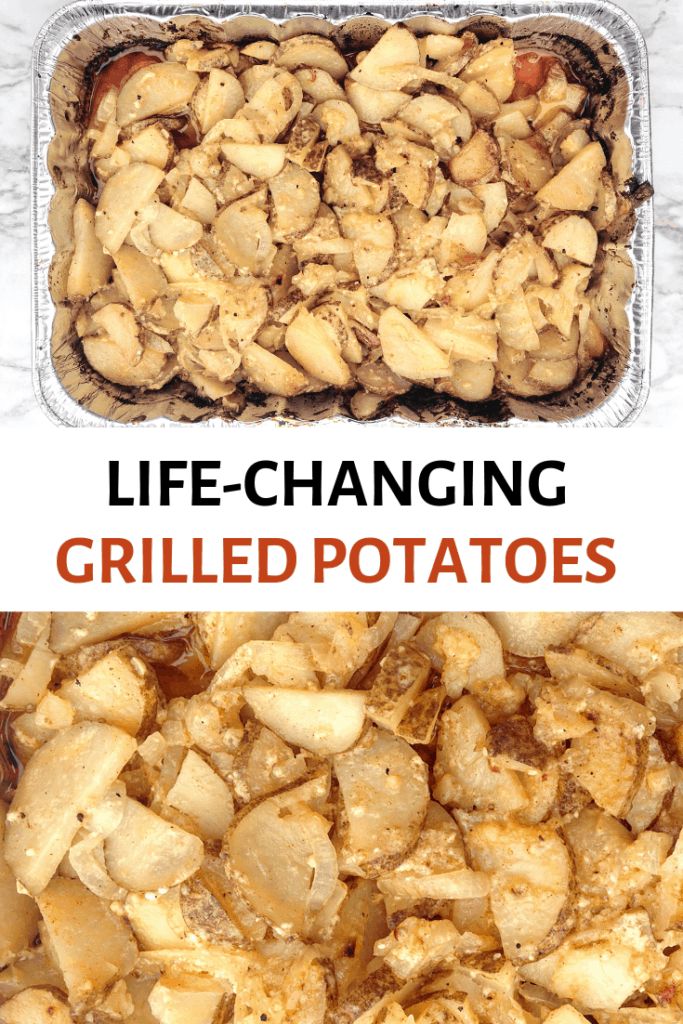 two pictures with different types of food in them and the words life - changing grilled potatoes