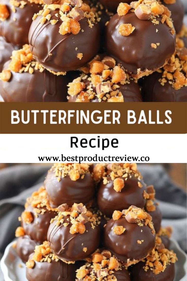 Easy Butterfinger Balls Butterfinger Buckeye Balls, Homemade Butterfinger Bars, Sweet Baking Ideas, Butter Finger Balls, Butterfingers Balls, Bon Bon Recipes, Butterfinger Truffles Recipe, Butterfinger Balls Recipe, Butterfinger Fudge Recipe