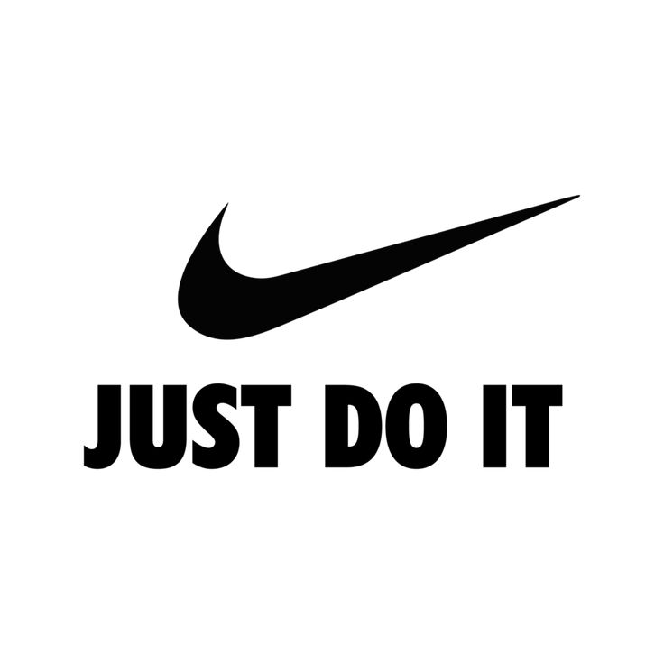 the words just do it written in black on a white background with a nike logo