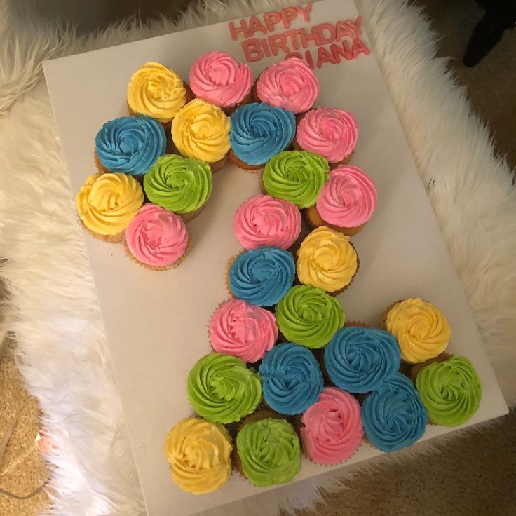 a birthday card with cupcakes in the shape of the number six on it