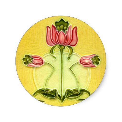 a yellow plate with pink flowers and leaves on the front, against a white background