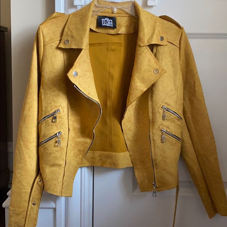 Super Cute Biker Jacket Bomber Jackets, Biker Jacket, Gold Yellow, Mustard Yellow, Mustard, Bomber Jacket, Jackets & Coats, Super Cute, Jackets For Women