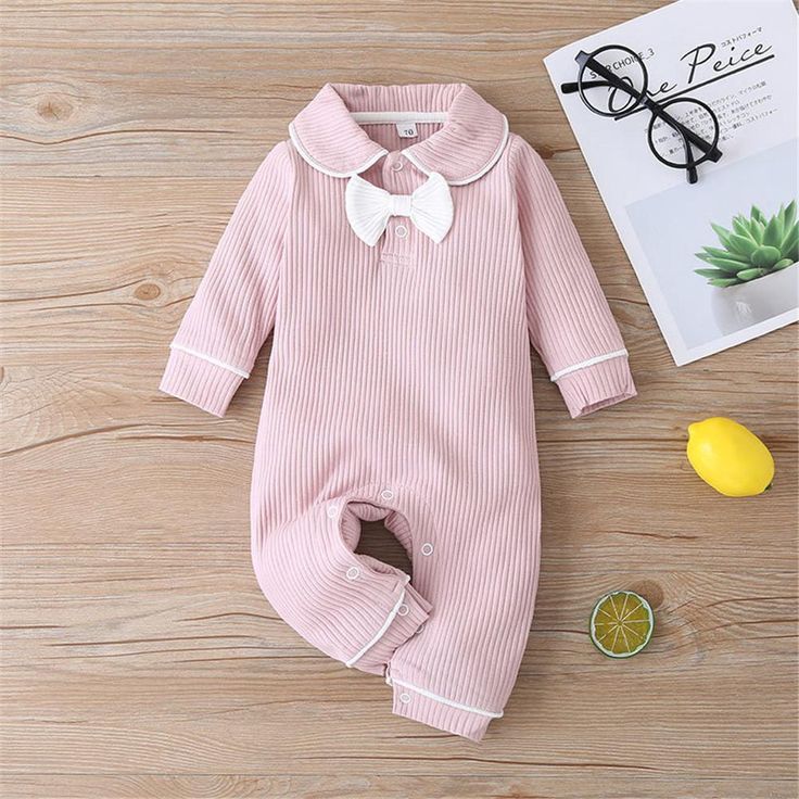 Baby Bow Decor Long-sleeve Casual Rompers - PrettyKid Kid Styles, Rompers Online, Baby Smiles, Bow Decor, Baby Bow, Baby Models, Casual Rompers, Baby Photoshoot, Affordable Clothes