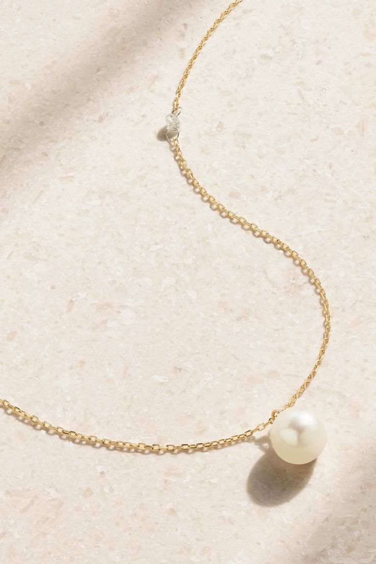 Mizuki Goltz credits her eye for understated design to her Japanese roots and a formal background in sculpture. This necklace is strung with a single Akoya pearl and diamond on a delicate 14-karat gold chain. The 18-inch length is ideal for layering with longer styles from the collection. Formal Background, Pearl And Diamond Necklace, Gold Pearl Necklace, Akoya Pearls, Fine Jewellery Necklace, Gold Pearl, Chains Jewelry, The Collection, Gold Chain