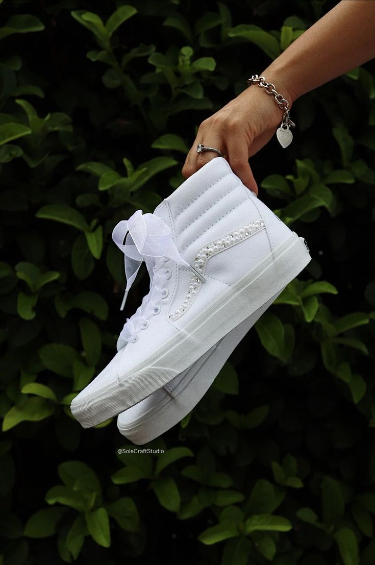 Wedding Sneakers for Bride Personalized Bridal Shoes Vans Sk8-Hi Canva – solecraftstudio Sneakers For Bride, Wedding Sneakers For Bride, Wedding Vans, Bride Personalized, Bridal Sneakers, Vans High, Wedding Converse, Wedding Sneakers, White Wedding Shoes