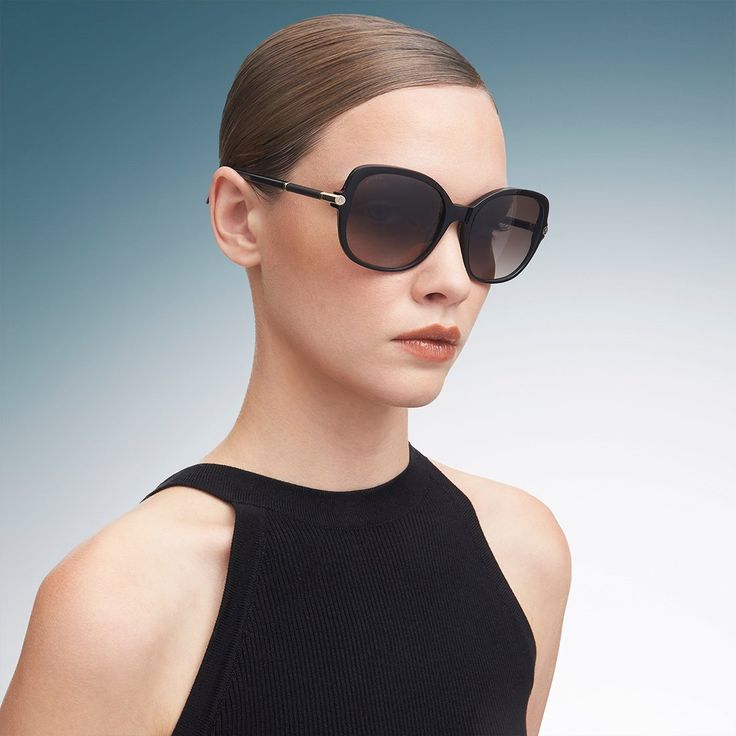 Nova Women's Sunglasses in Black Acetate | Aspinal of London Luxury Acetate Cat Eye Sunglasses With Polarized Lenses, Evening Acetate Sunglasses With Mirrored Lenses, Luxury Cat Eye Sunglasses With Gradient Lenses For Evening, Luxury Cat Eye Sunglasses With Polarized Lenses, Elegant Square Frame Glass Sunglasses, Luxury Polarized Acetate Sunglasses, Luxury Acetate Sunglasses With Square Frame, Acetate Square Frame Sunglasses, Luxury Square Frame Sunglasses With Uv Protection