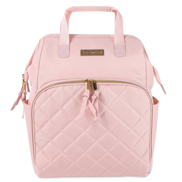 a pink handbag is shown on a white background