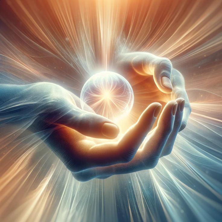 a person's hand holding an object in the middle of their palm, with bright light coming from behind it