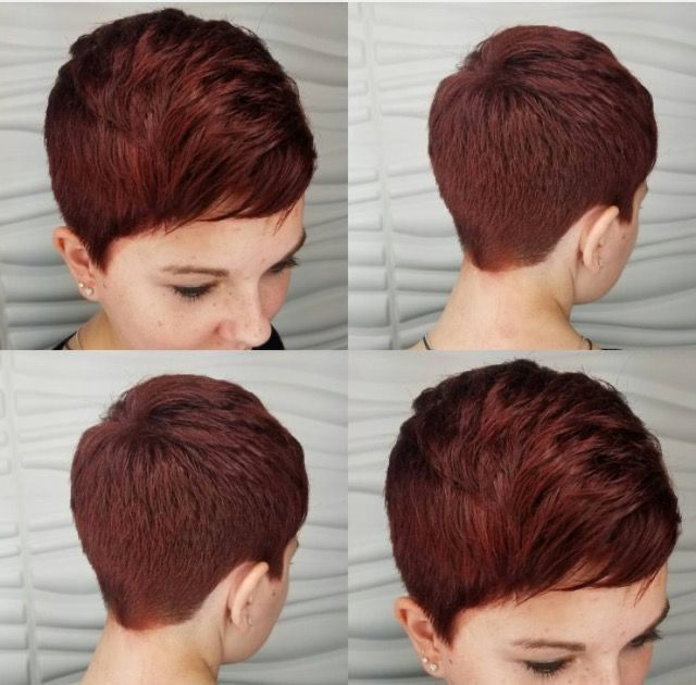 Thick Hair Pixie Cut Chubby Face, Red Hair Pixie Cut, Bob Cut With Bangs, Hair Color Ideas Trendy, Short Auburn Hair, Red Pixie Haircut, Amazing Hair Color, Pixies Haircut, Haircut Ideas Trendy