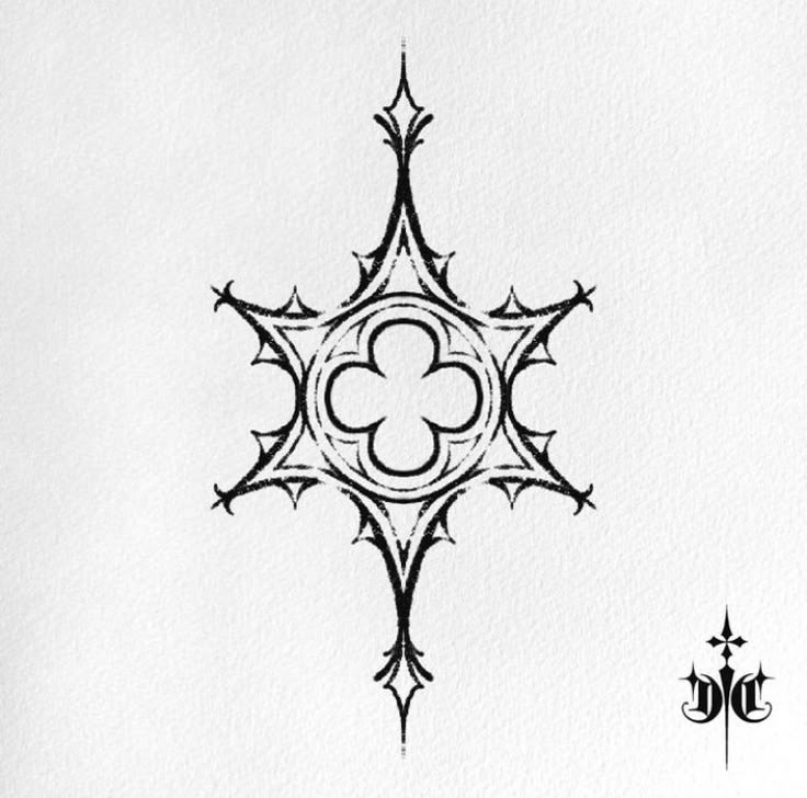 a black and white drawing of an intricate design