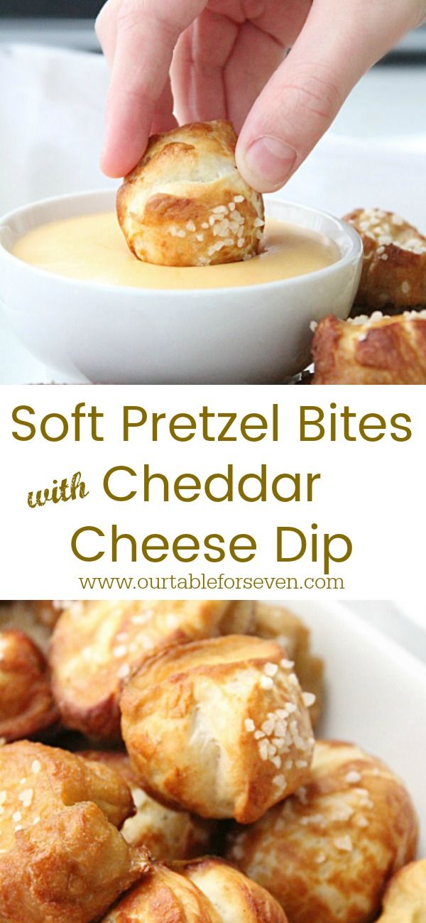 soft pretzel bites with cheddar cheese dip are an easy appetizer