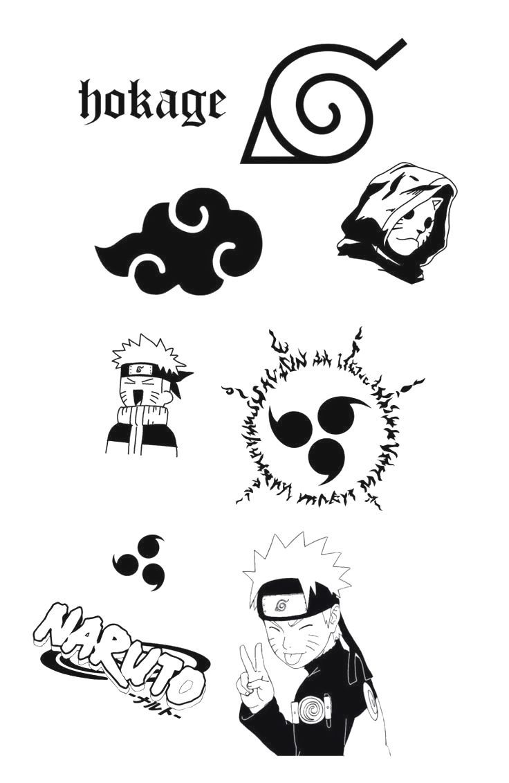 some black and white images with the words hokage written on them in different languages