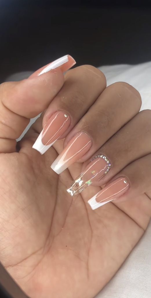 Acrylic nails, French Acrylic nails, Polygel nails, Baddie nails, White nail set Soft Grunge Nails, Nail Magic, Girly Acrylic, Wow Nails, Subtle Nails, Fancy Nails Designs, Gel Nails Diy, Simple Gel Nails, Colored Acrylic Nails