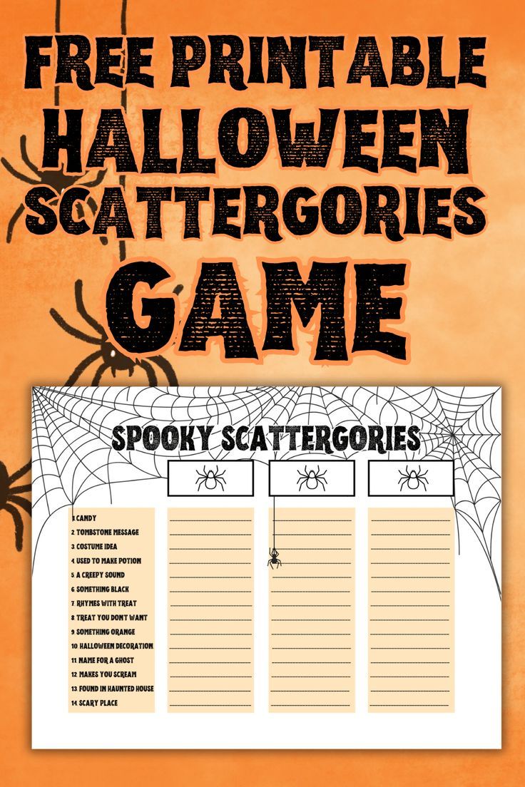 a printable halloween scatterer game with spider webs on the front and back