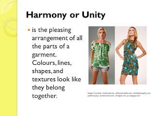 two different types of clothing with the words, harmony or untyy is the pleasing arrangement of all the parts of a garment