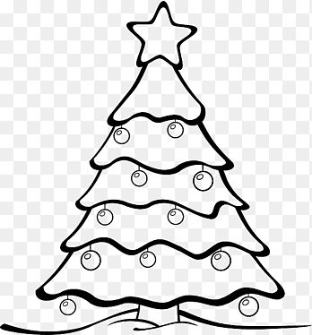 a hand holding a christmas tree with ornaments on it, black and white png