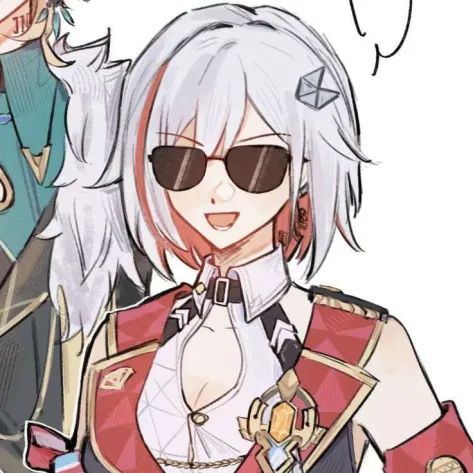 two anime characters one with white hair and the other wearing sunglasses