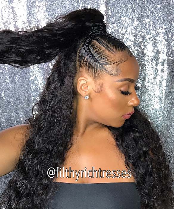 Half Up Half Down Weave, Braided Half Up Half Down Hair, Braid Half Up Half Down, Stylish Ponytail, Weave Ponytail Hairstyles, Weave Ponytail, Bubble Ponytail, Braided Half Up, Braided Ponytail Hairstyles