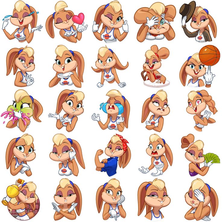 an image of various cartoon characters with different poses and expressions for each character in the video game