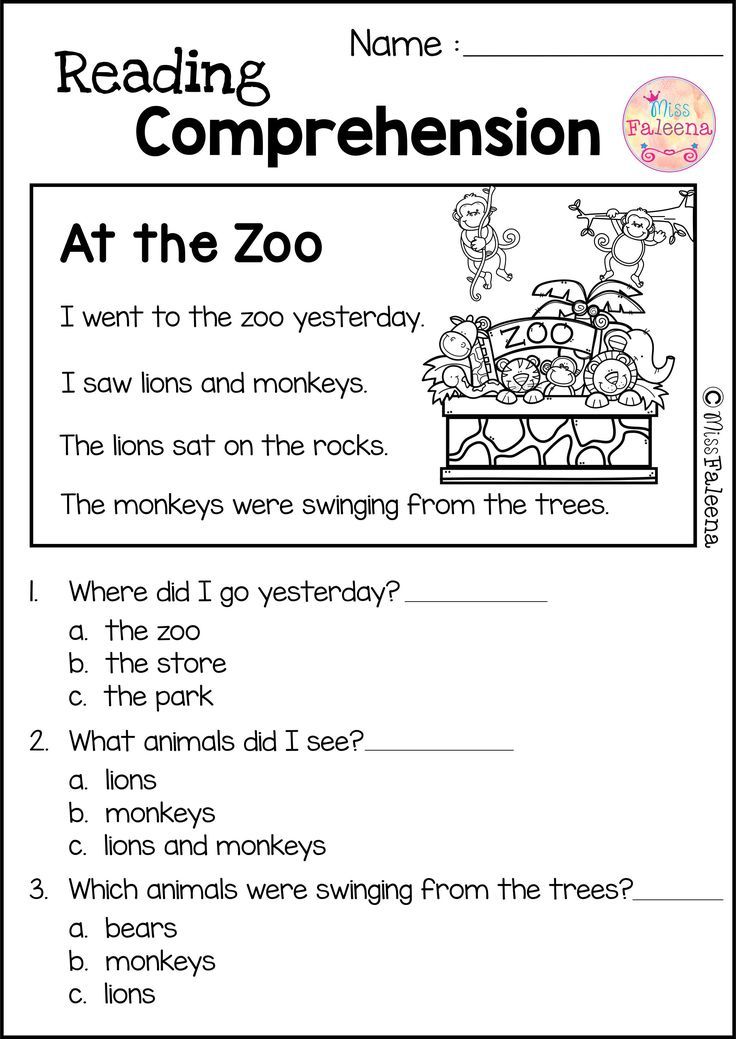 reading worksheet for the zoo