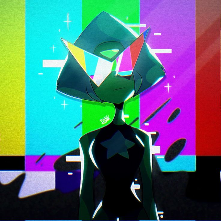 an animated character standing in front of colorful squares