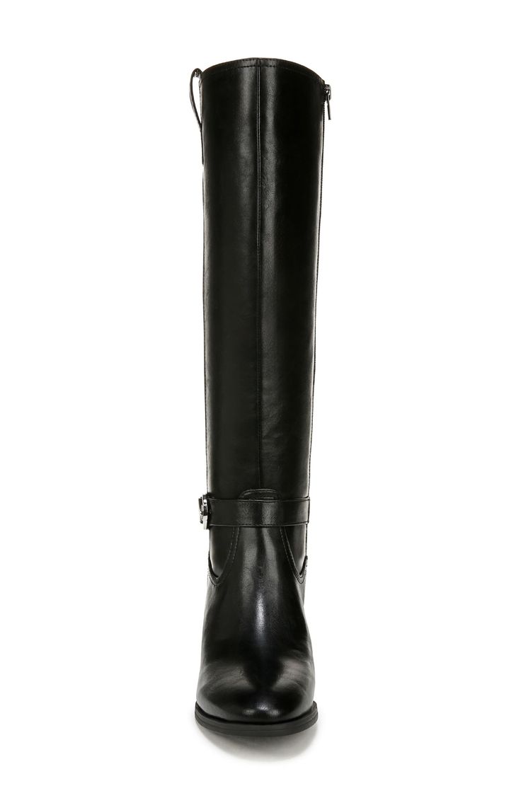 An almond toe and stacked block heel balance a versatile knee-high boot set on a cushioned footbed for comfortable wear. 2 1/4" heel (size 6) 15" shaft; 14 1/2" calf circumference Side zip closure with elastic gore inset Soft System® comfort technology provides all-day support, flexibility and cushioning Synthetic upper/textile lining/synthetic sole Imported Synthetic Boots With Stacked Heel For Workwear, Black Tall Boots With Stacked Heel, Wide Calf Synthetic Boots For Work, Formal Synthetic Knee-high Boots, Knee-high Boots With Stacked Heel For Office, Black Knee-high Boots With Stacked Heel, Knee-high Synthetic Heeled Boots For Formal Occasions, Synthetic Knee-high Heeled Boots For Formal Occasions, Medium Width Synthetic Knee-high Boots For Work