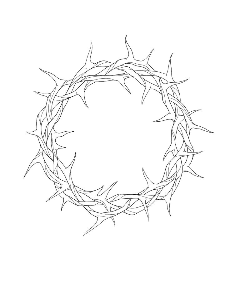 a black and white drawing of a crown of thorns