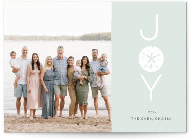 Send joy from the oceanside or your favorite beach holiday spot with this photo card featuring a sanddollar in the center of "Joy" Holiday Photo Cards, Beach Holiday, Photo Card, Photo Cards, Holiday Cards, Christmas Cards, The Beach, Christmas