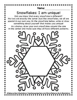 snowflakes i am unique worksheet