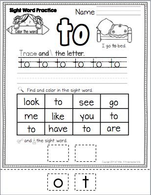 sight word practice worksheet with pictures and words to help students learn the letter t