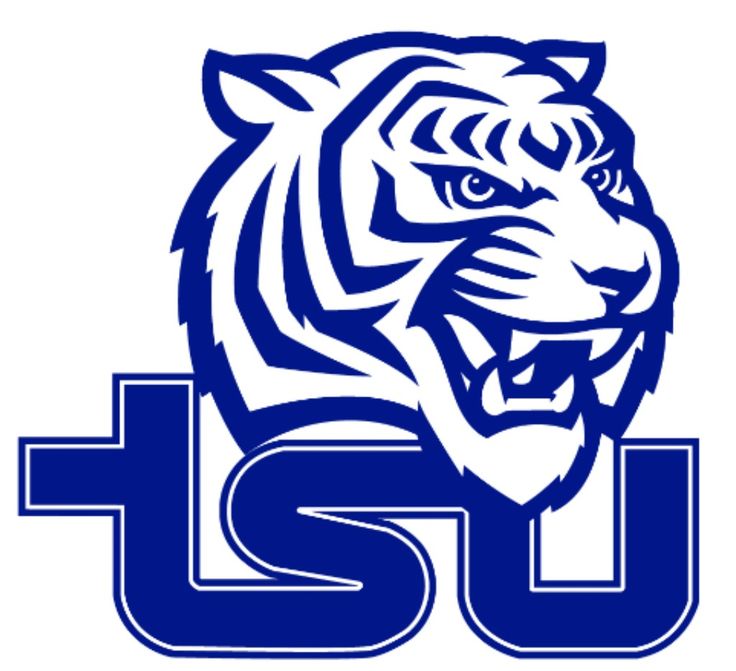 the lsu tigers logo is shown on a white background with blue letters and an image of a tiger's head