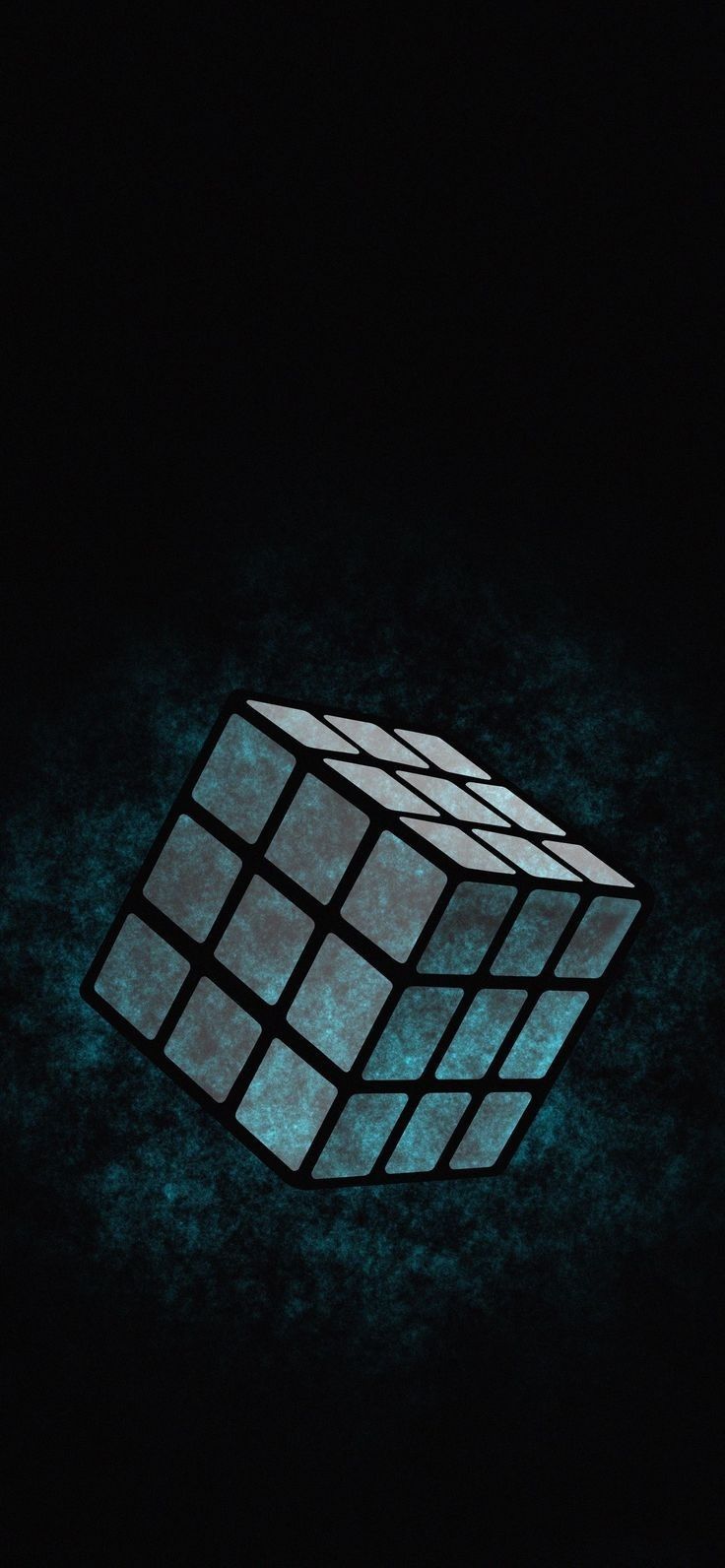 a glowing cube in the dark on a black background