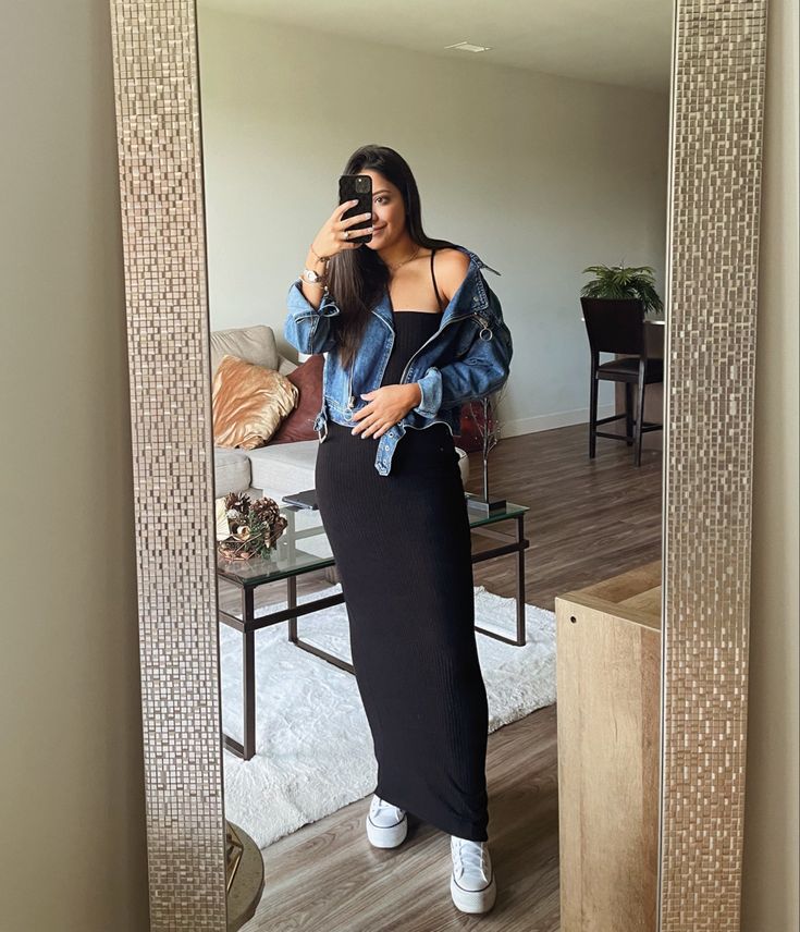 Black Maxi Dress With Sneakers, Flares And Converse, Maxi Dress And Converse, Long Dress And Converse, Black Maxi Dress Fall Outfit, Maxi Dress With Vans, Long Black Dress Fall Outfit, Long Dress With Converse, Maxi Dress With Converse