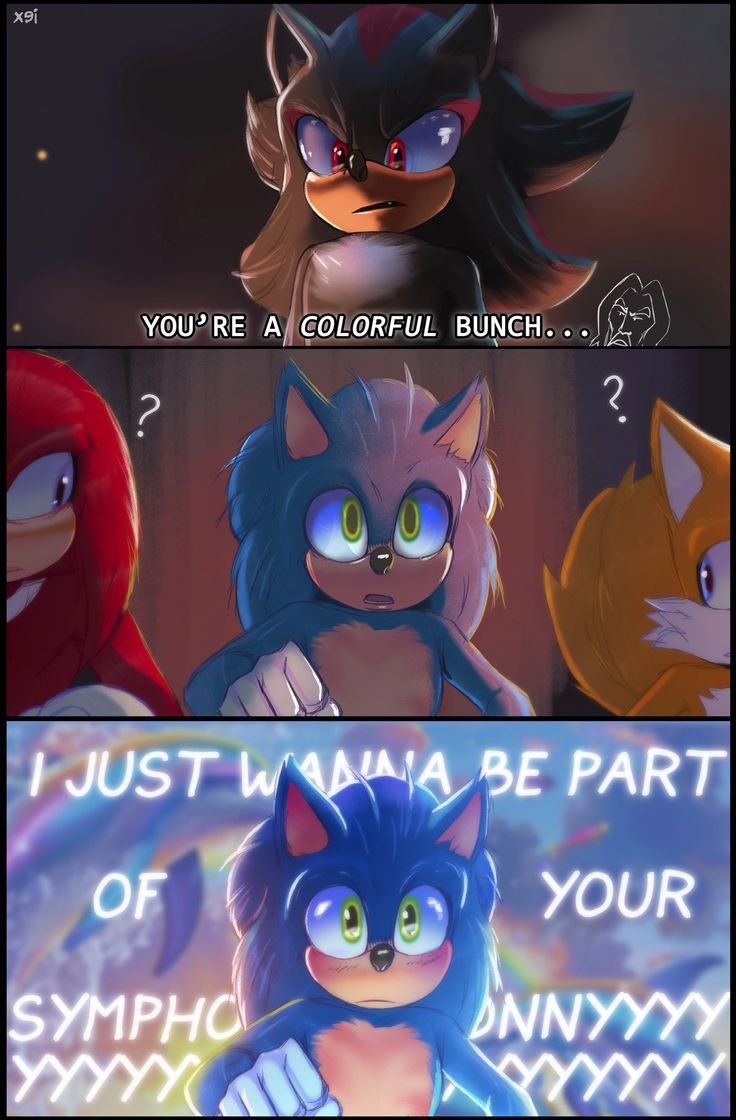 an image of sonic the hedgehog and other cartoon characters with caption that reads, you're a colorful bunch just wanna be part of your own